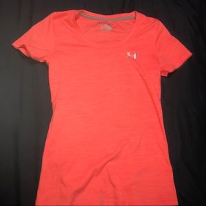 Orange Under Armor Short Sleeve Workout Shirt